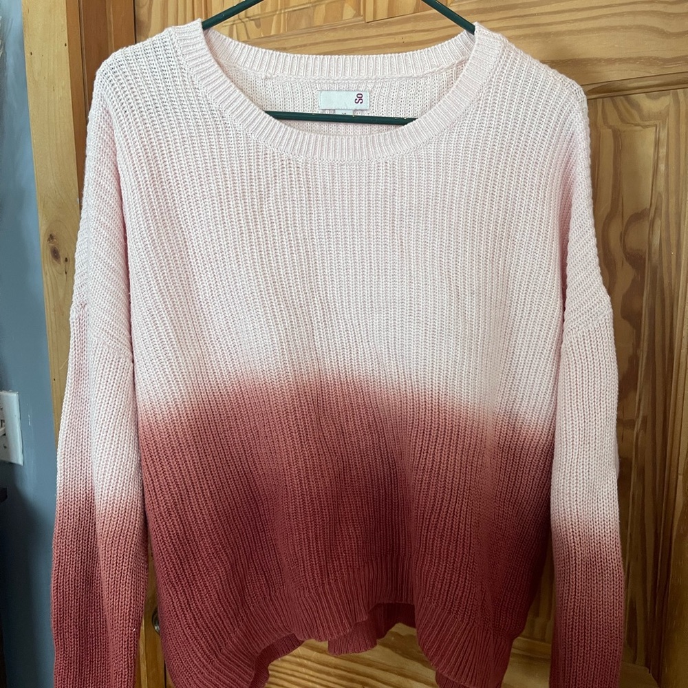 Pink ombré crew neck sweater, xl , The brand “So”